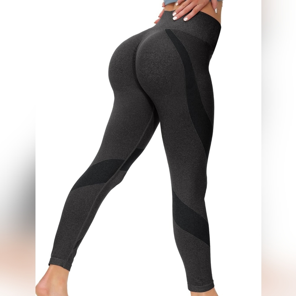 New Women's Scrunch butt Grey leggings stretch workout gym pants small